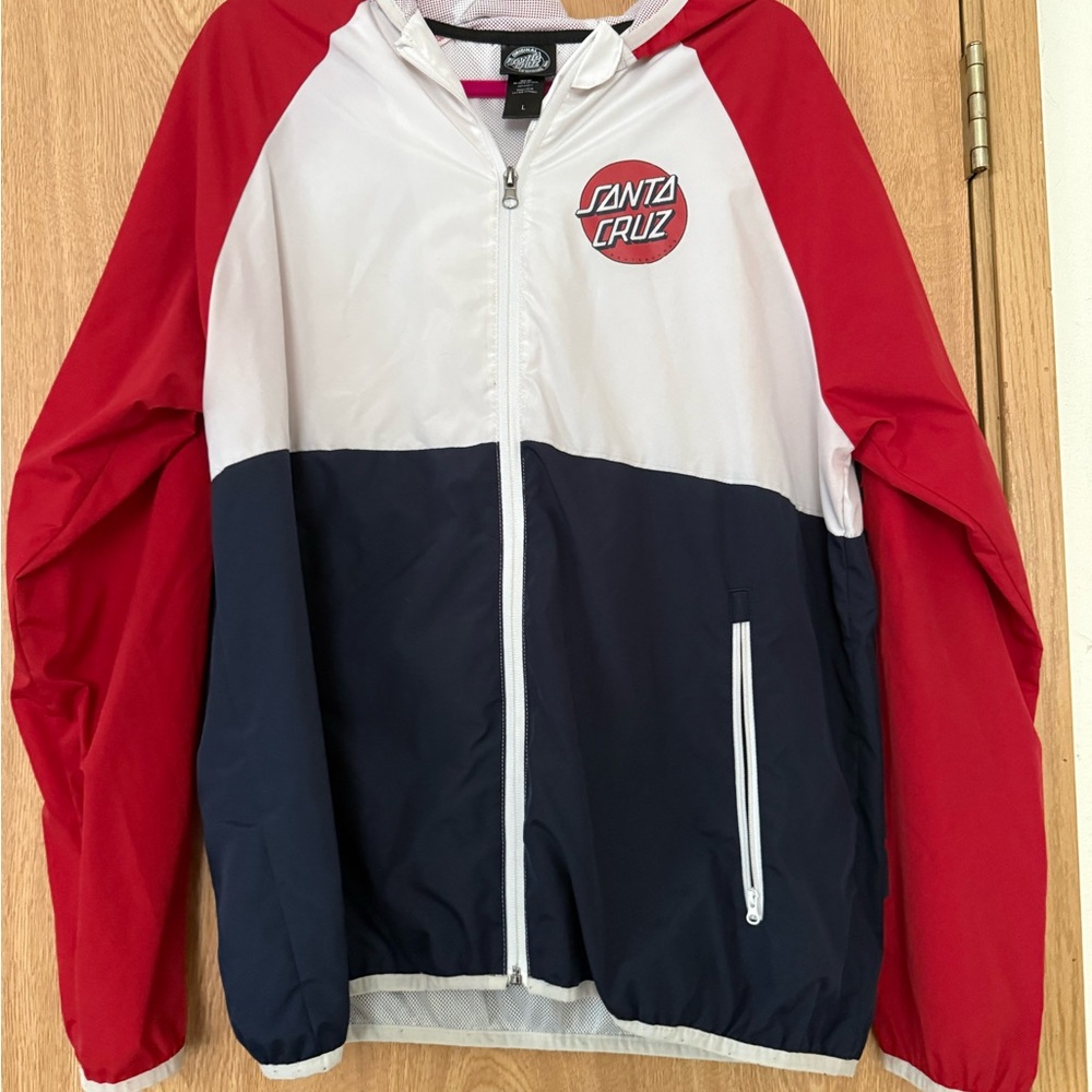 Santa Cruz Skateboards Red, White and Navy zip up jacket